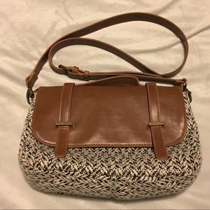 Sole Society Faux Leather & Tweed Crossbody